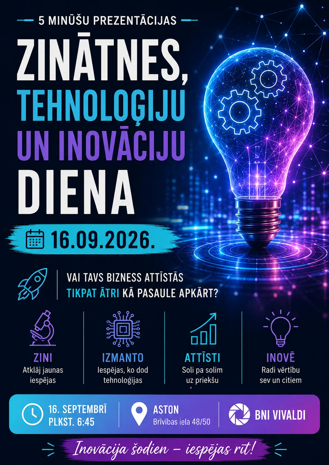 BNI Vivaldi klātienes tikšanās I Zinātnes, tehnoloģiju un inovāciju diena