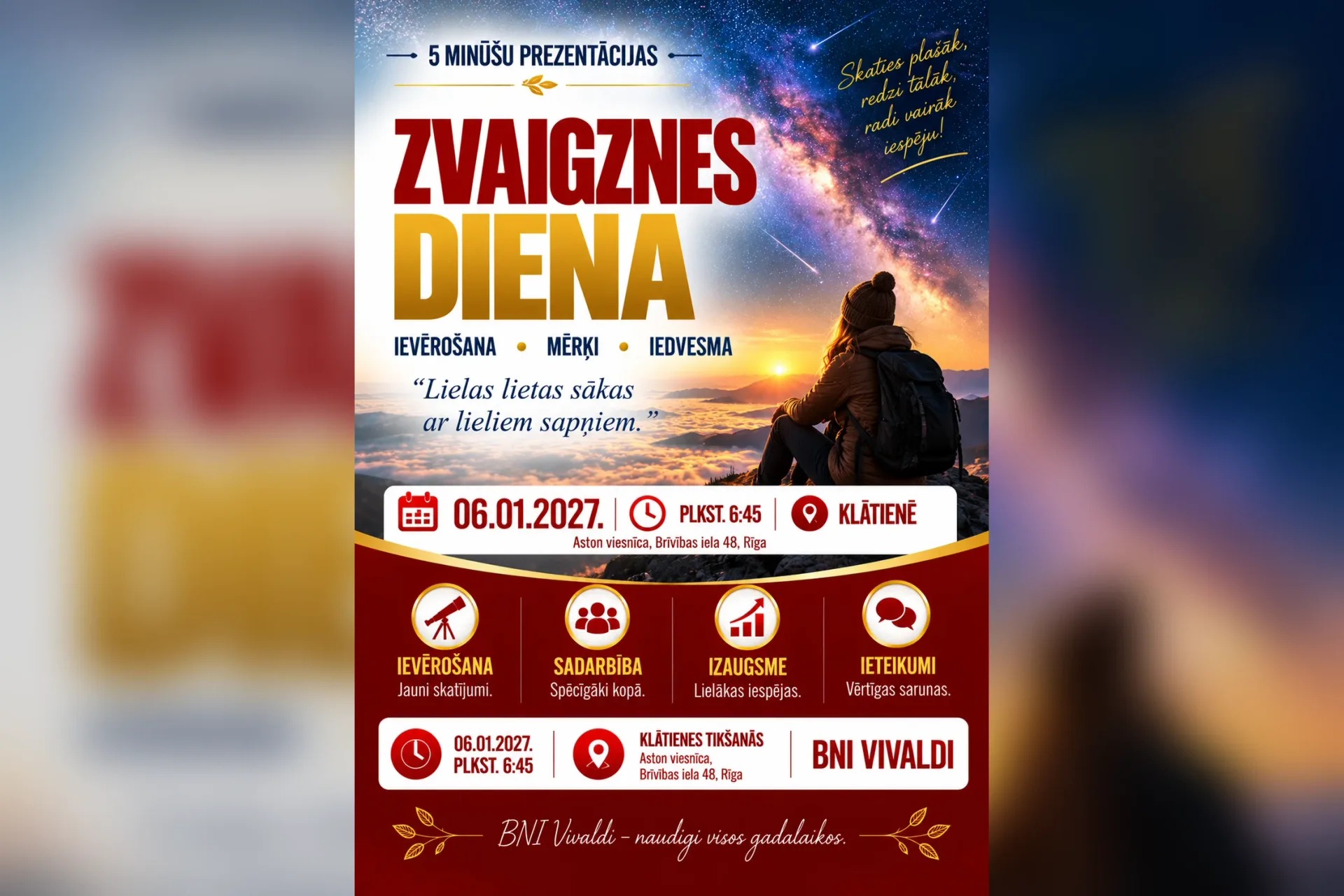 BNI Vivaldi klātienes tikšanās | Zvaigznes diena